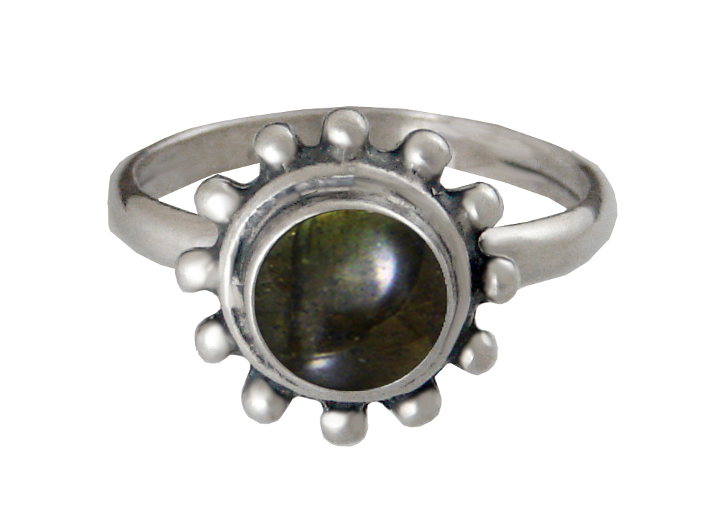 Sterling Silver Gemstone Ring With Spectrolite Size 9